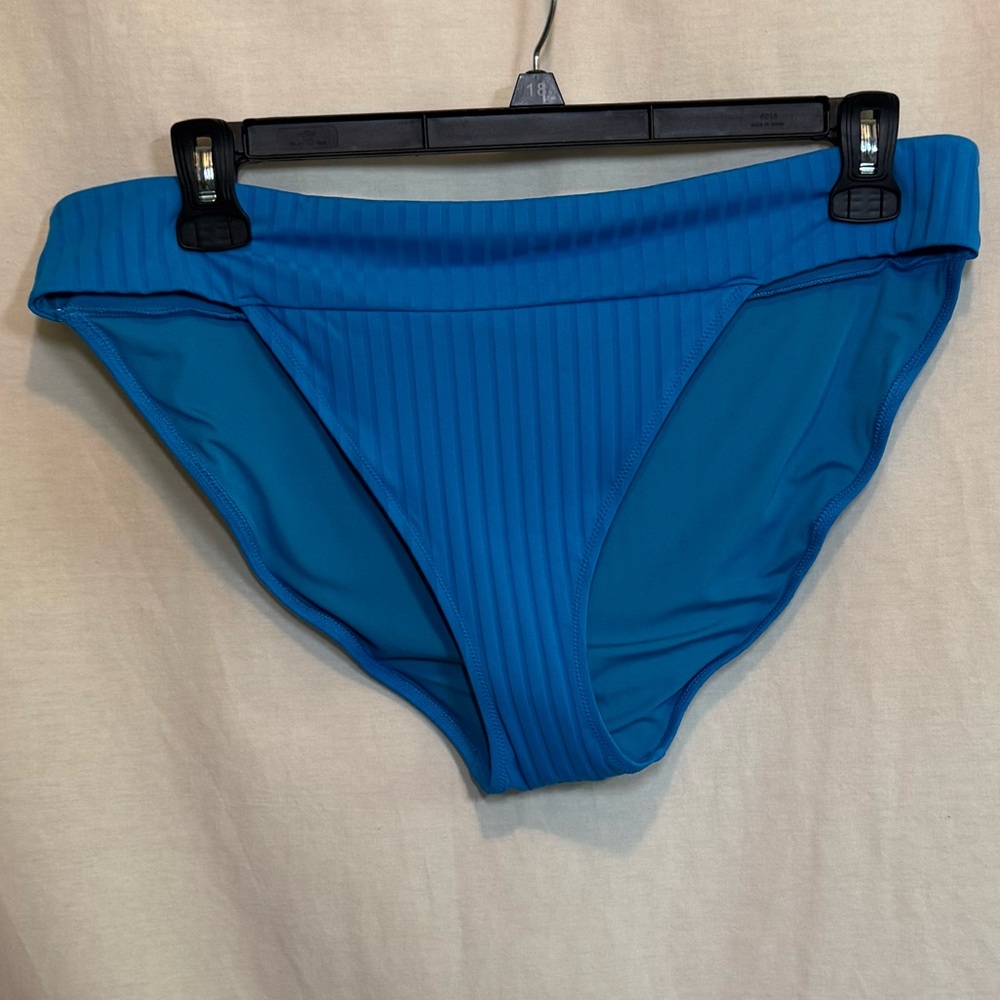 AA-536 Aerie NWT PLUS SIZE XXL Teal Blue‎ Ribbed Summer Swim Bikini Bottoms